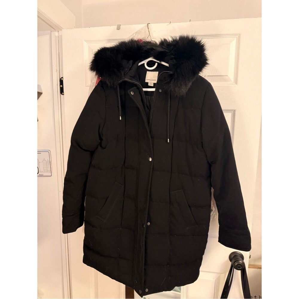 Classic Black Quilted Down Filled Parka with Real Fox Fur Trim